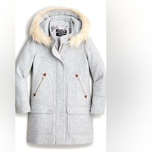 J Crew Chateau Parka in Italian Stadium-Cloth in Hthr Dusk size 00